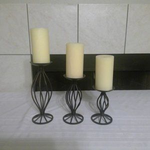 Candle Holders - tiered - bronze metal
